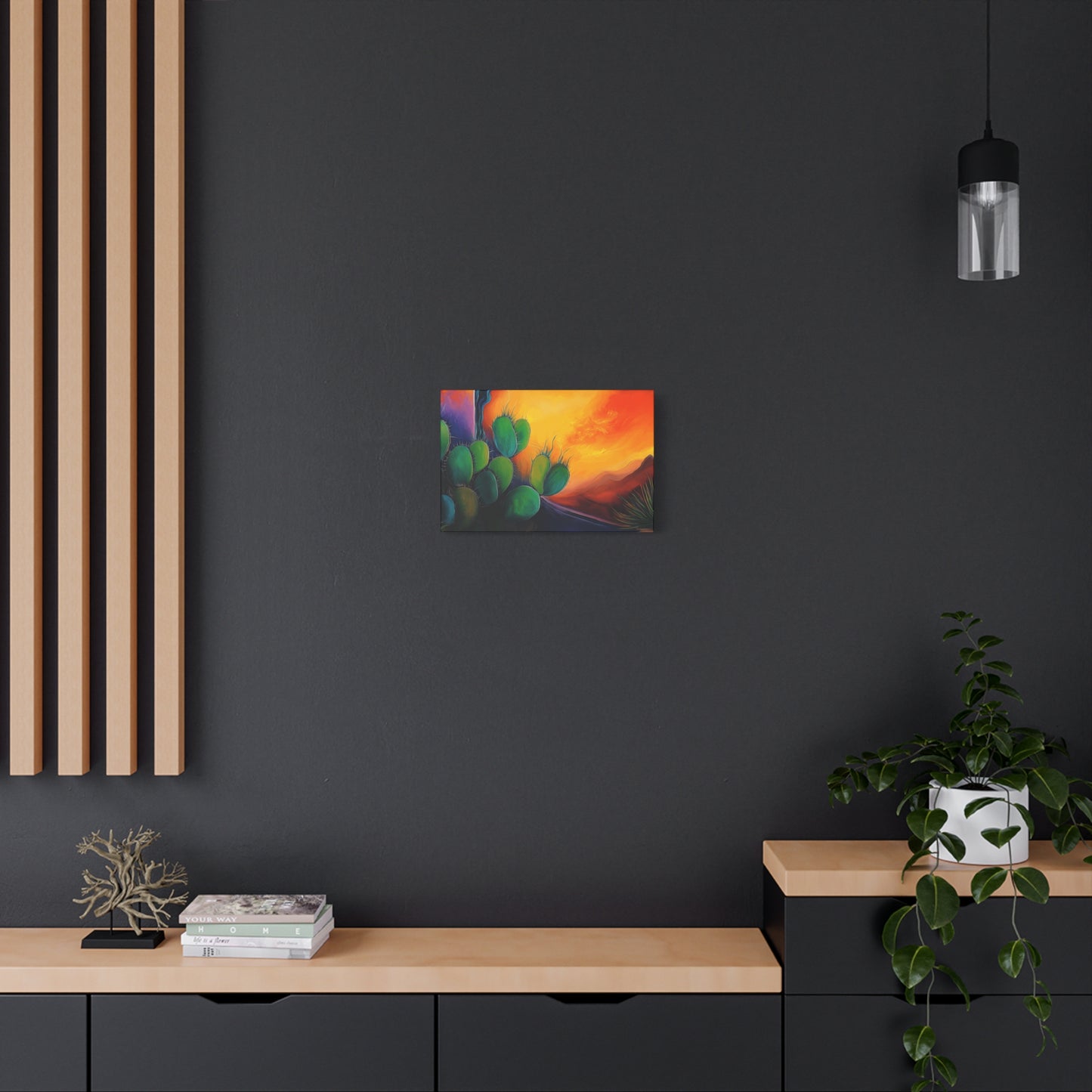 Vibrant Cactus Sunset Canvas Wall Art