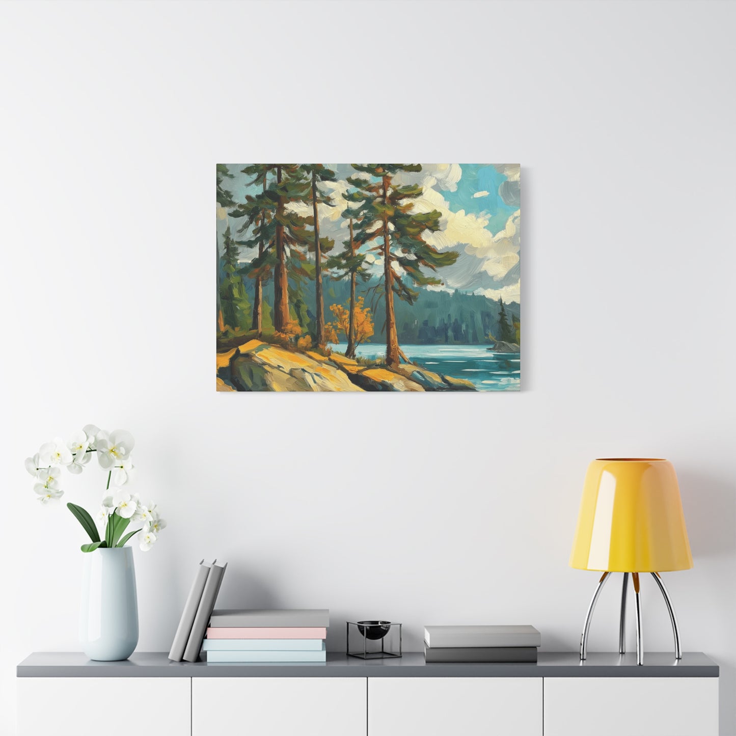 Pine Trees at High Mountain Lake