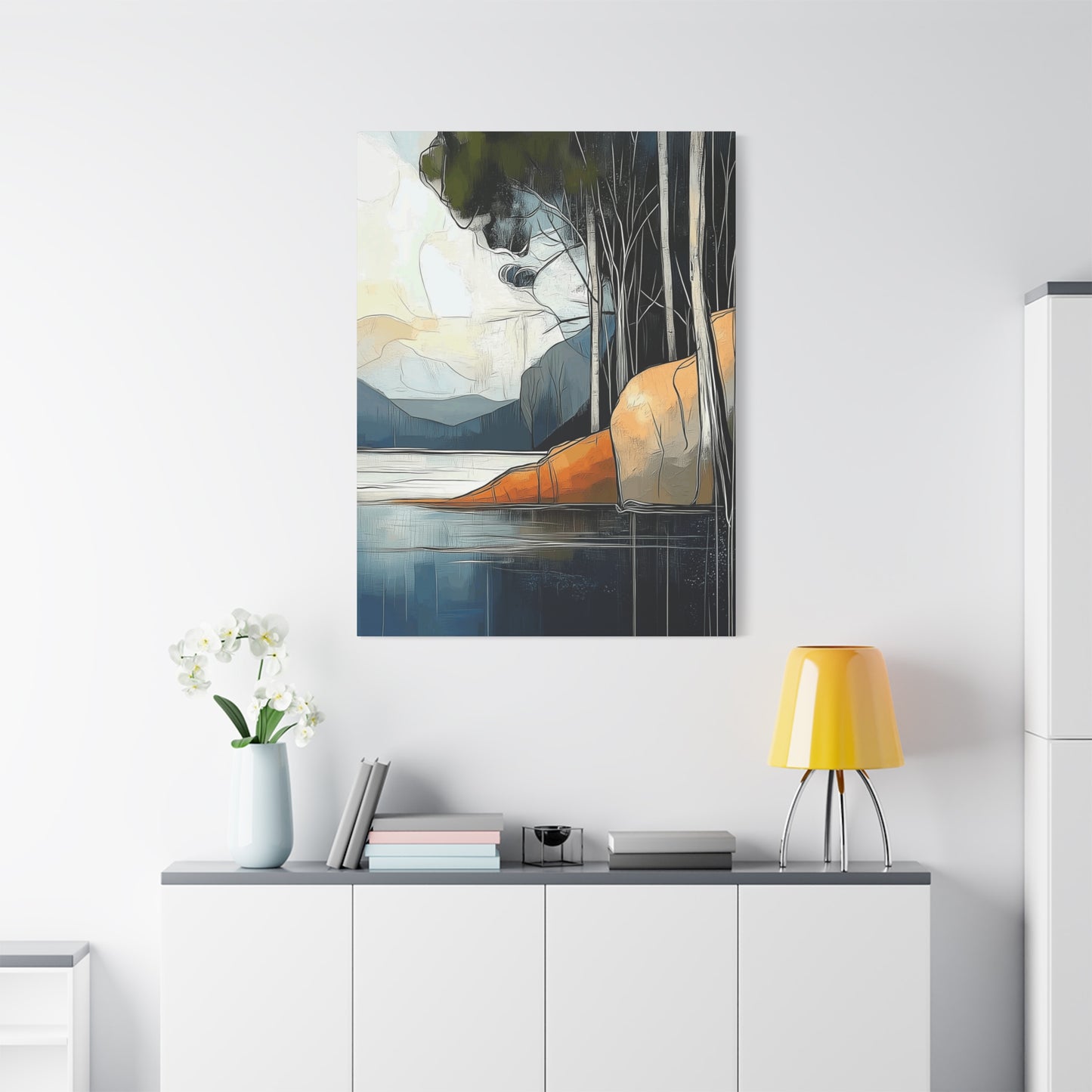 Canvas Wall Art - Serene Mystical Mountain Lake