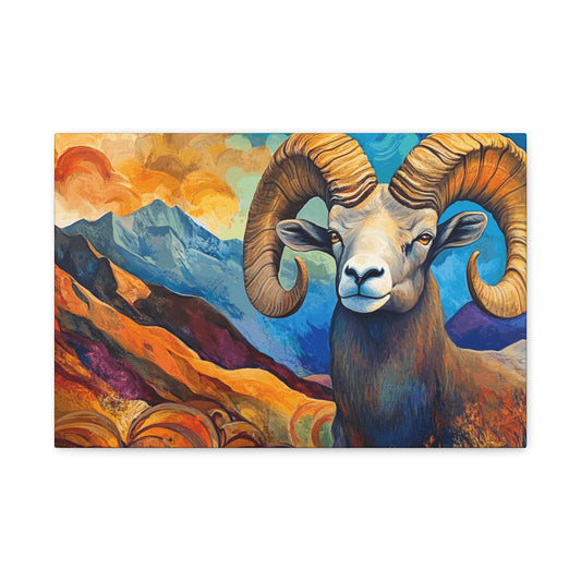 Vibrant Mountain Ram Canvas Wall Art