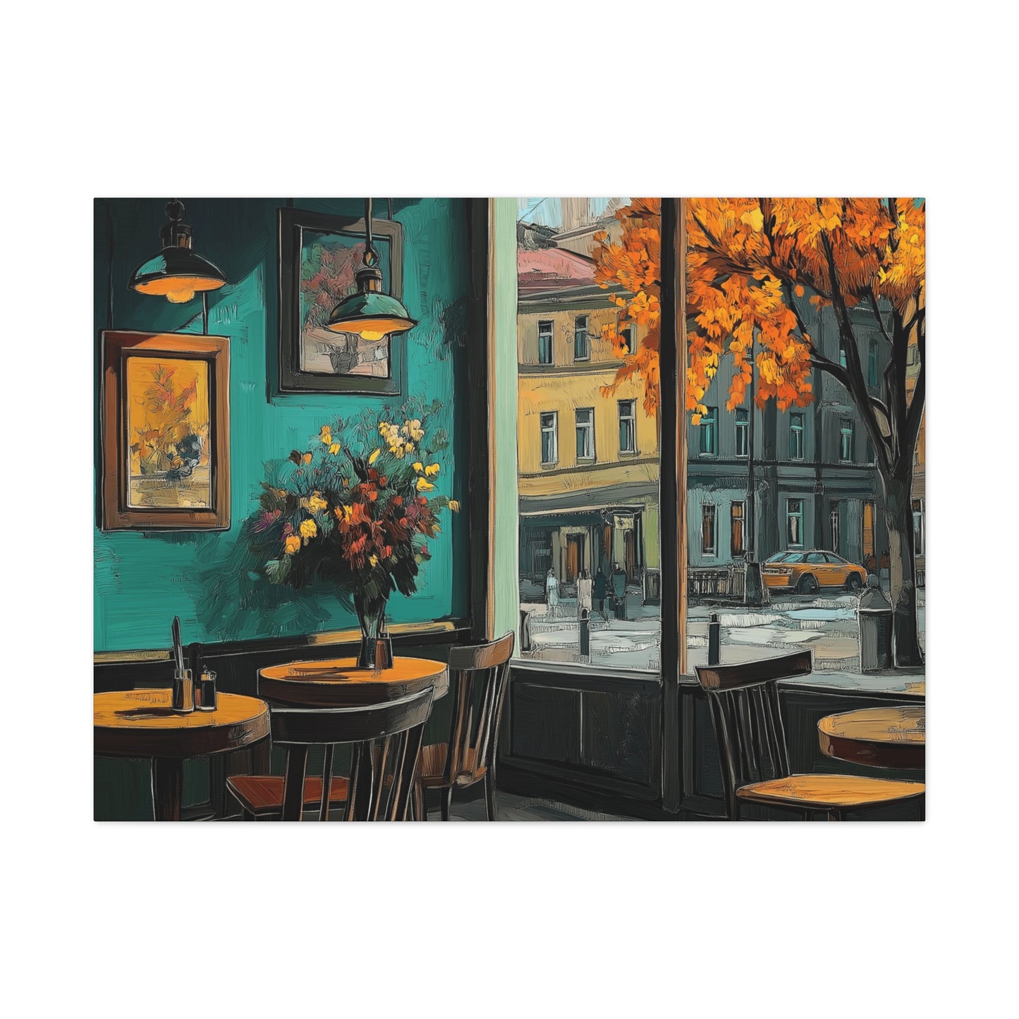Autumn Café Wall Art Print - Stretched Matte Canvas (1.25")