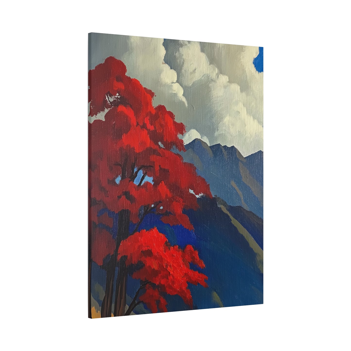 Canvas Print Red Leaves Blue Mountain Wall Art