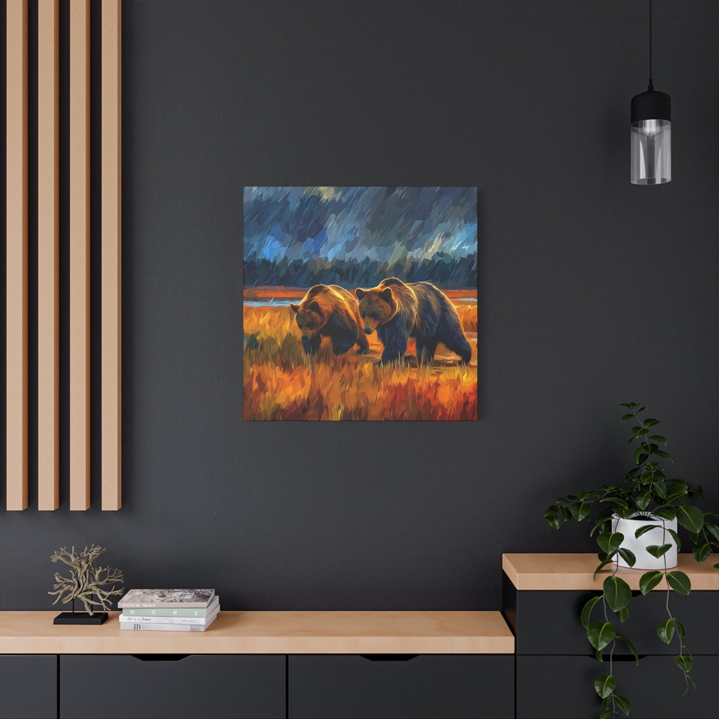 Canvas Print Travelin' Bears in Storm