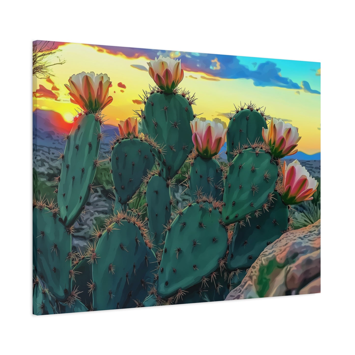 Canvas Print - Prickly Pear Blooming Vista 1 - Matte, Stretched