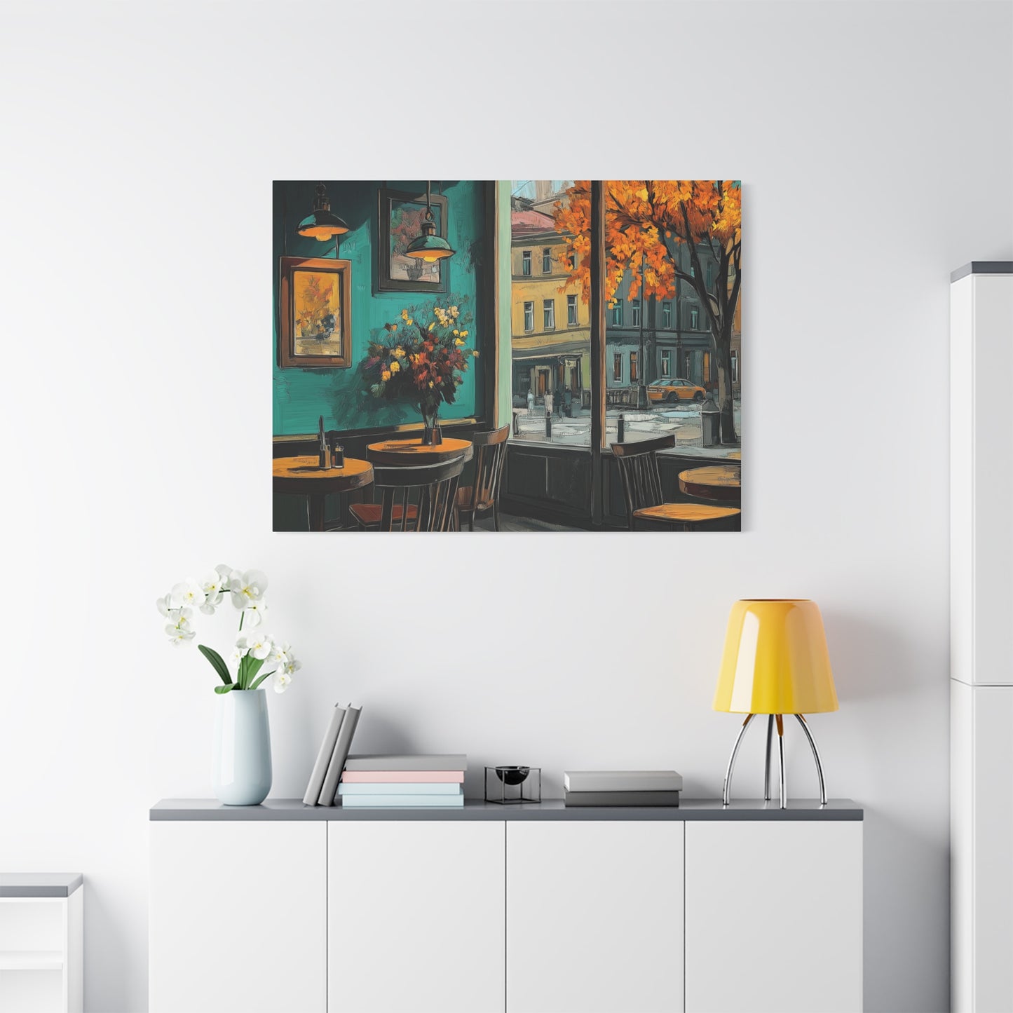 Autumn Café Wall Art Print - Stretched Matte Canvas (1.25")