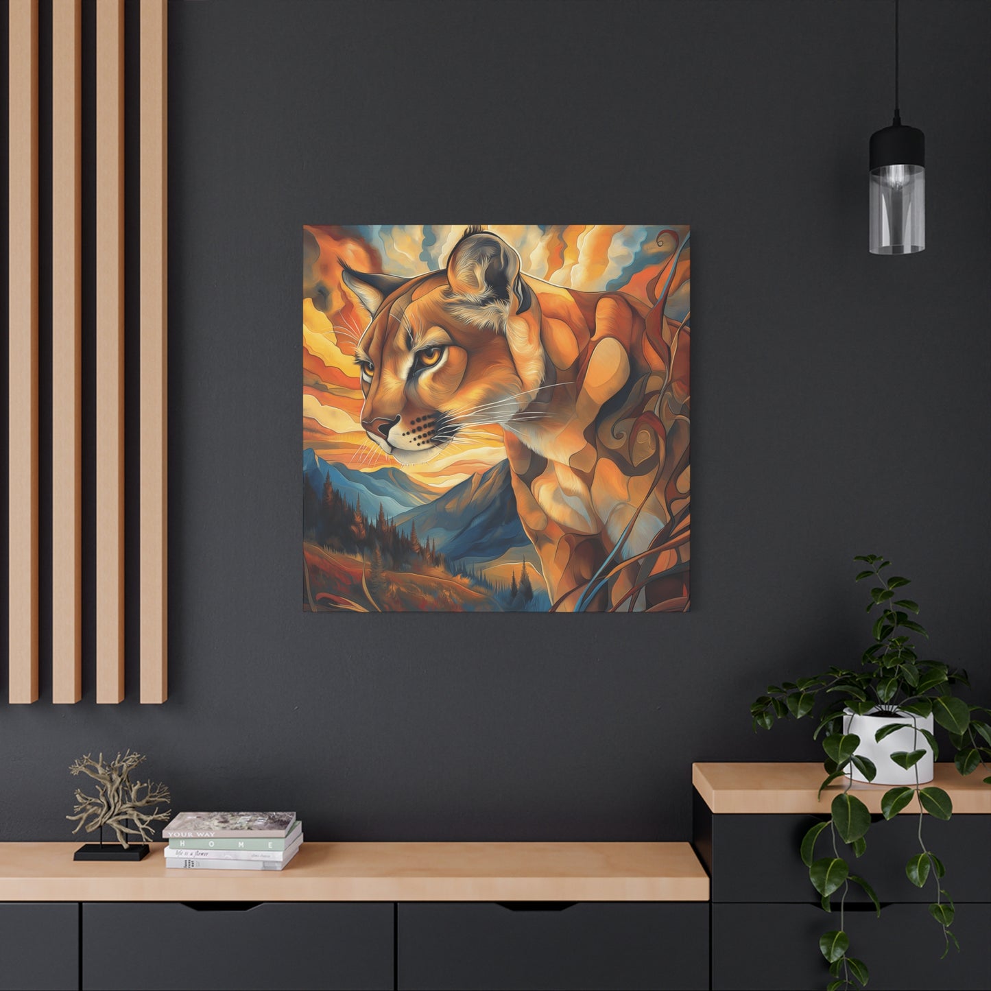 Vibrant Mountain Lion Canvas Print - Wall Art for Nature Lovers
