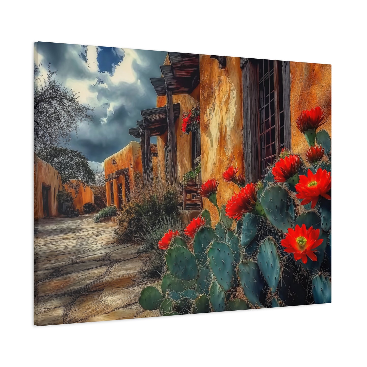 Canvas Wall Art - NM Adobe Red Flowers V1
