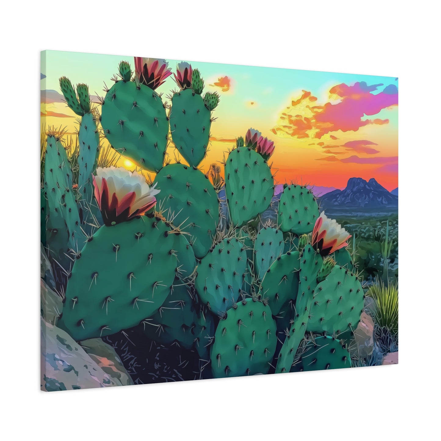 Canvas Art Print - Prickly Pear Blooming Vista 2