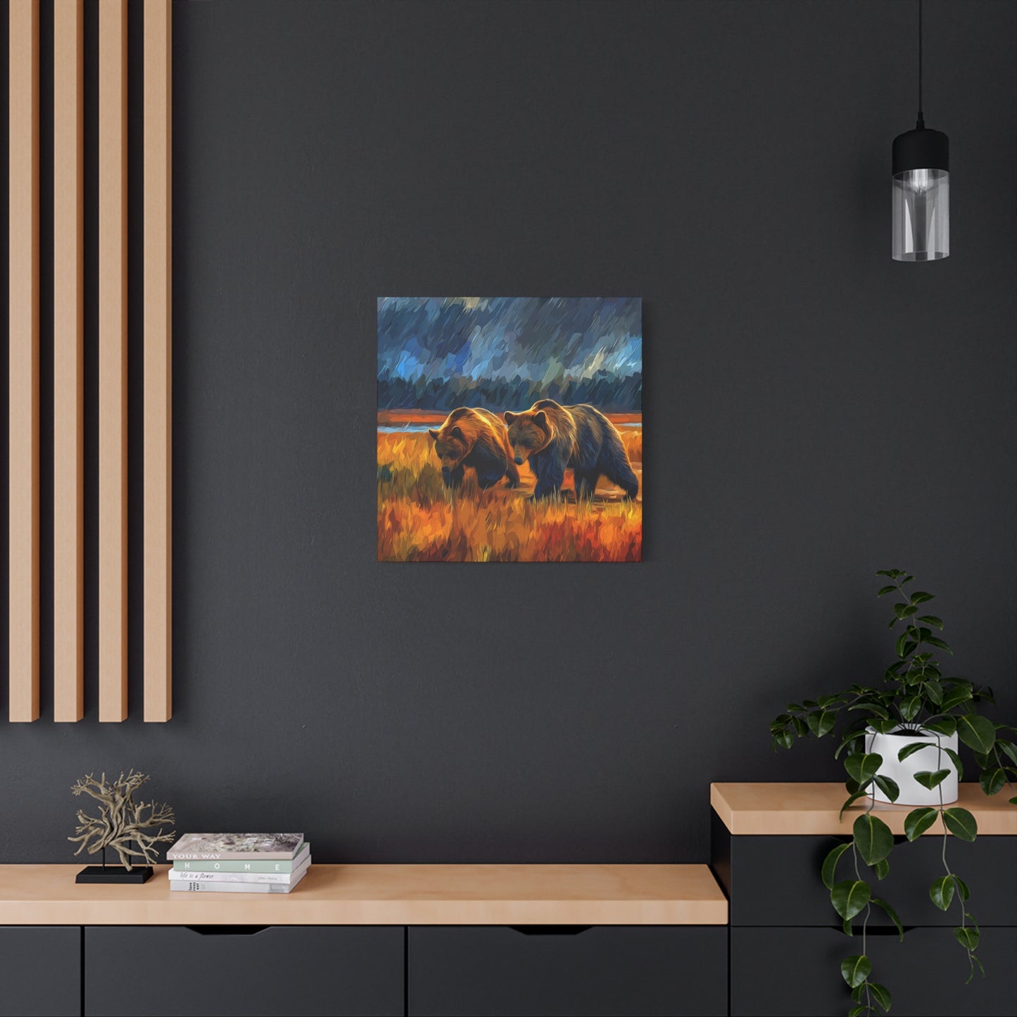Canvas Print Travelin' Bears in Storm