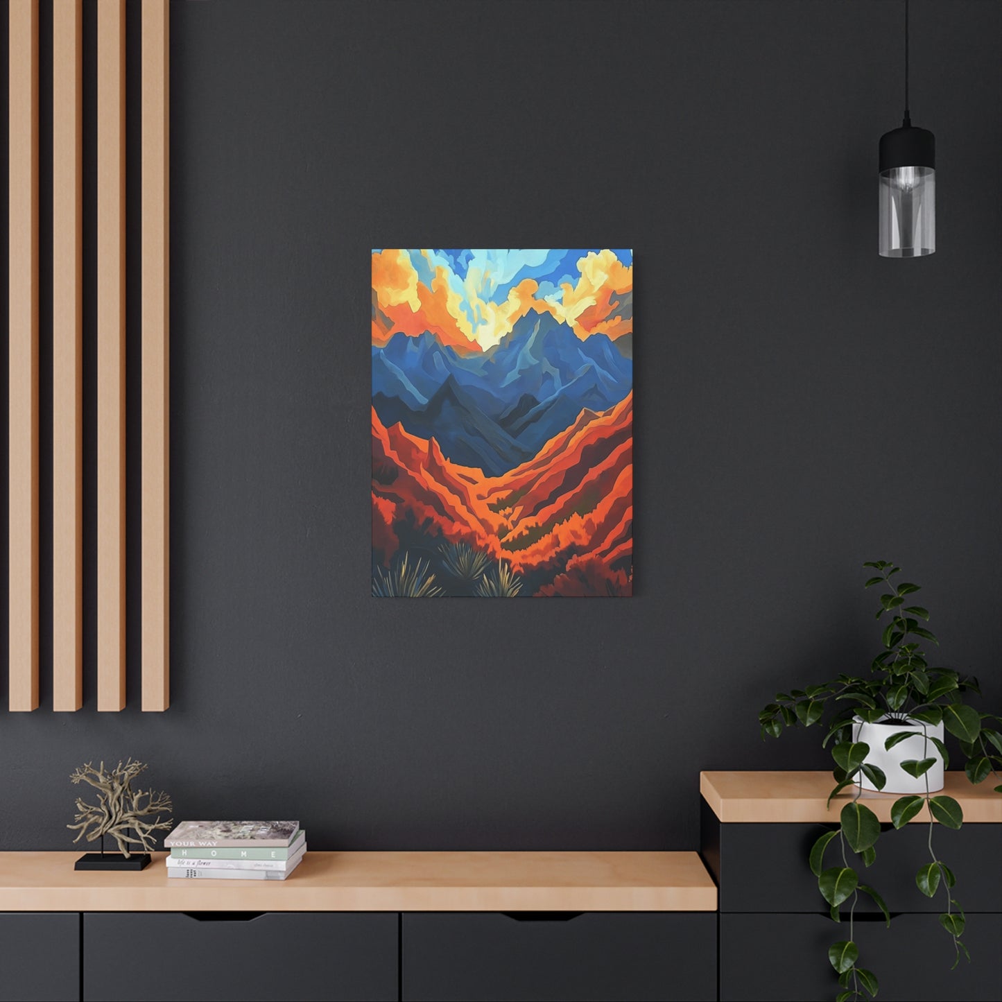"Where are We?" Vibrant Mountain Landscape Canvas Art