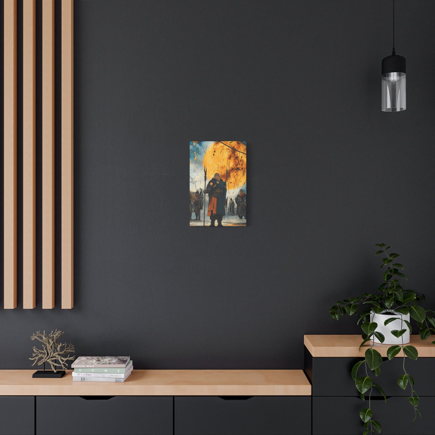 Epic Fantasy Wall Art - Stretched Matte Canvas, War Scene with Heroic Figure