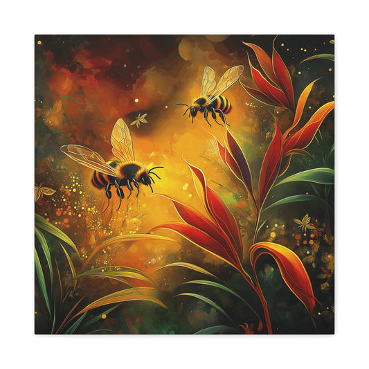 Bee-Inspired Matte Canvas Wall Art - Vibrant Nature Decor