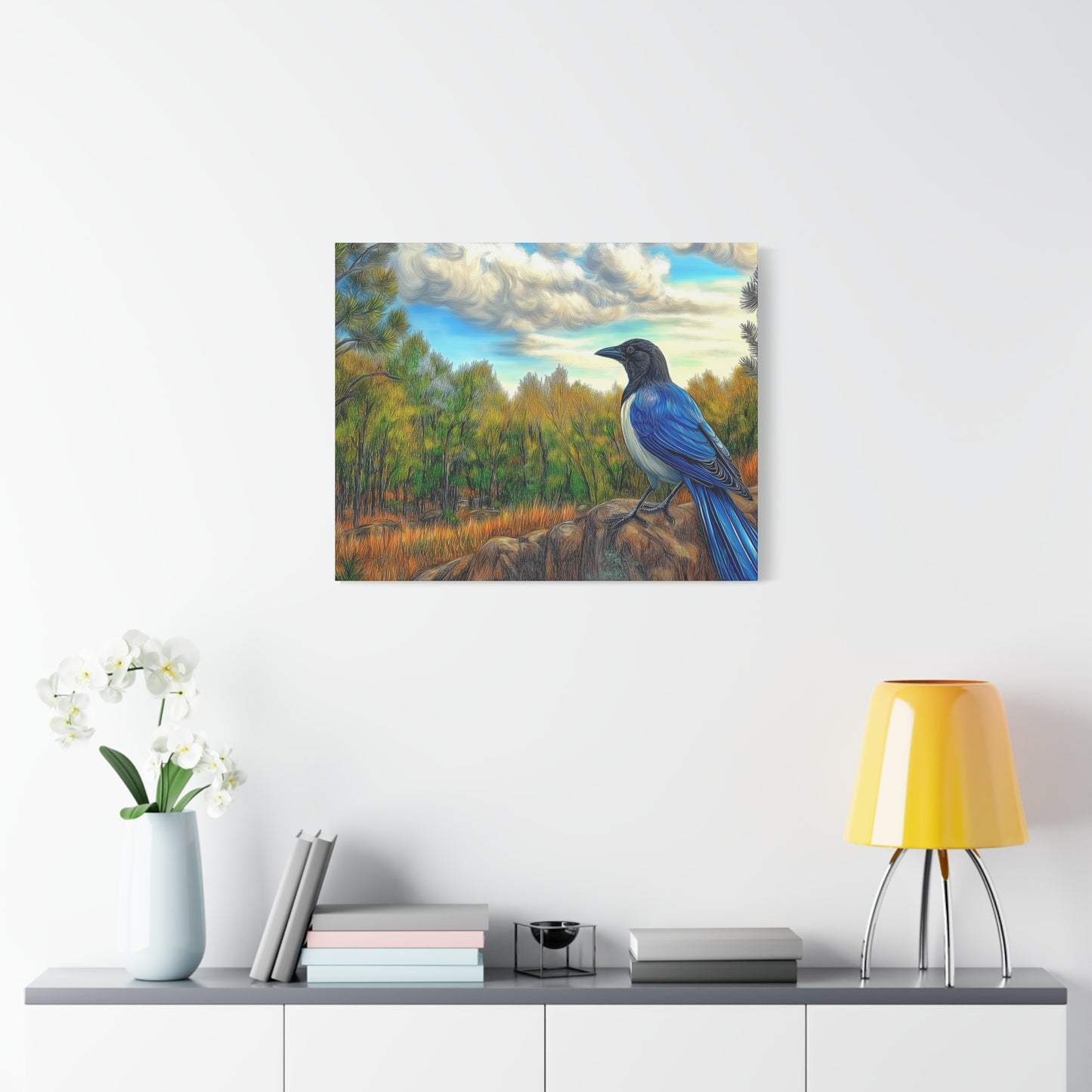 Canvas Print Blue Jay in Forest