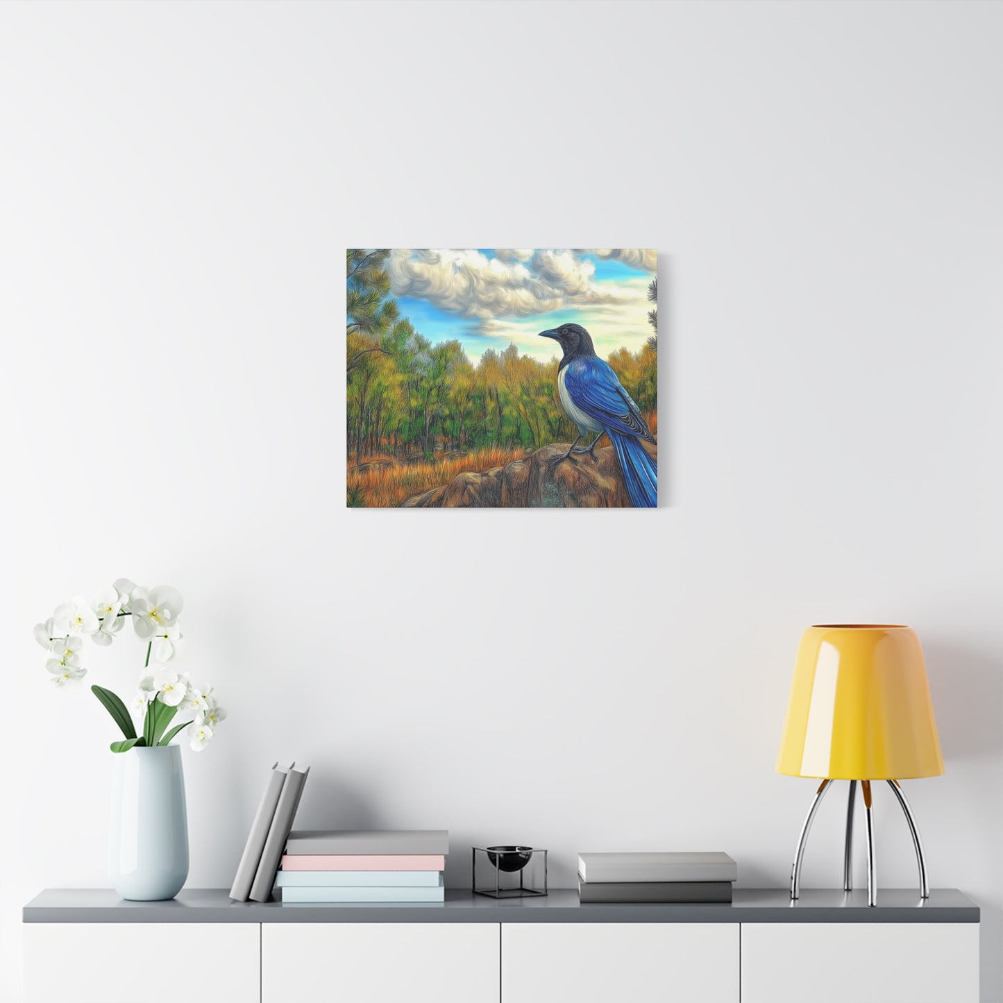 Canvas Print Blue Jay in Forest