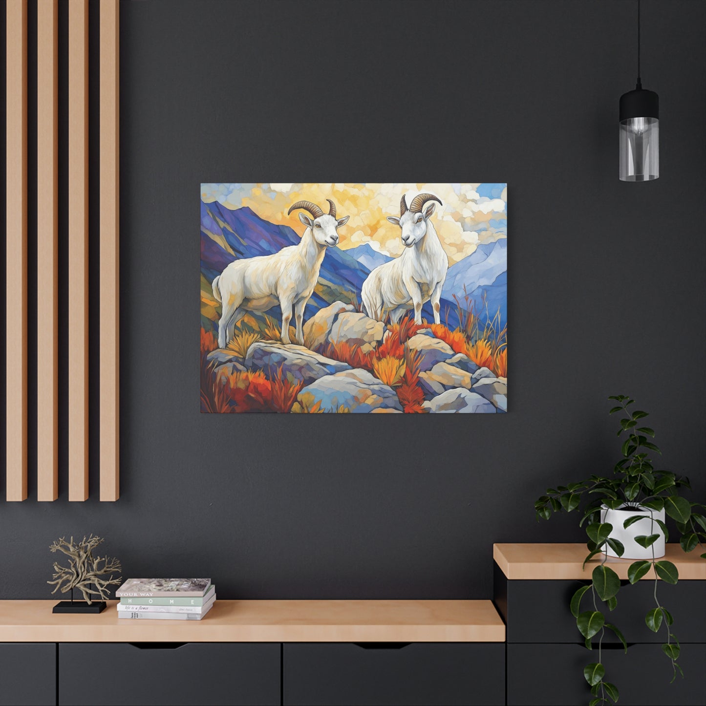 Mountain Goat Art Canvas Print - Vibrant Wildlife Decor for Nature Lovers