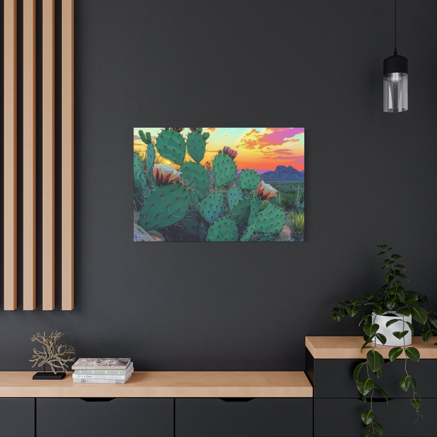 Canvas Art Print - Prickly Pear Blooming Vista 2