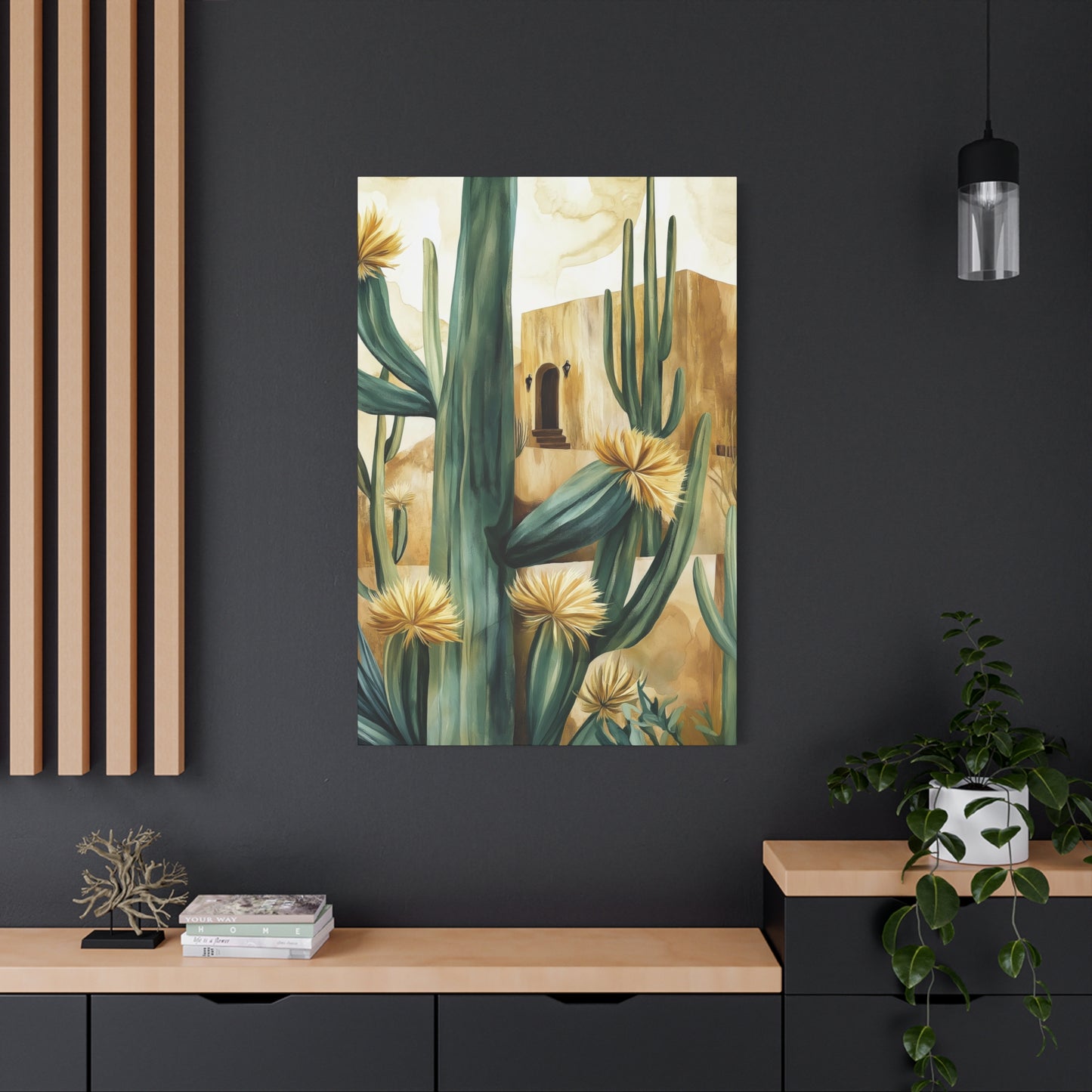 Church and Cacti Canvas Art
