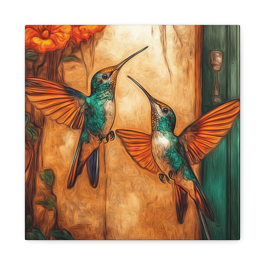 Canvas Wall Art - Dueling Hummingbirds
