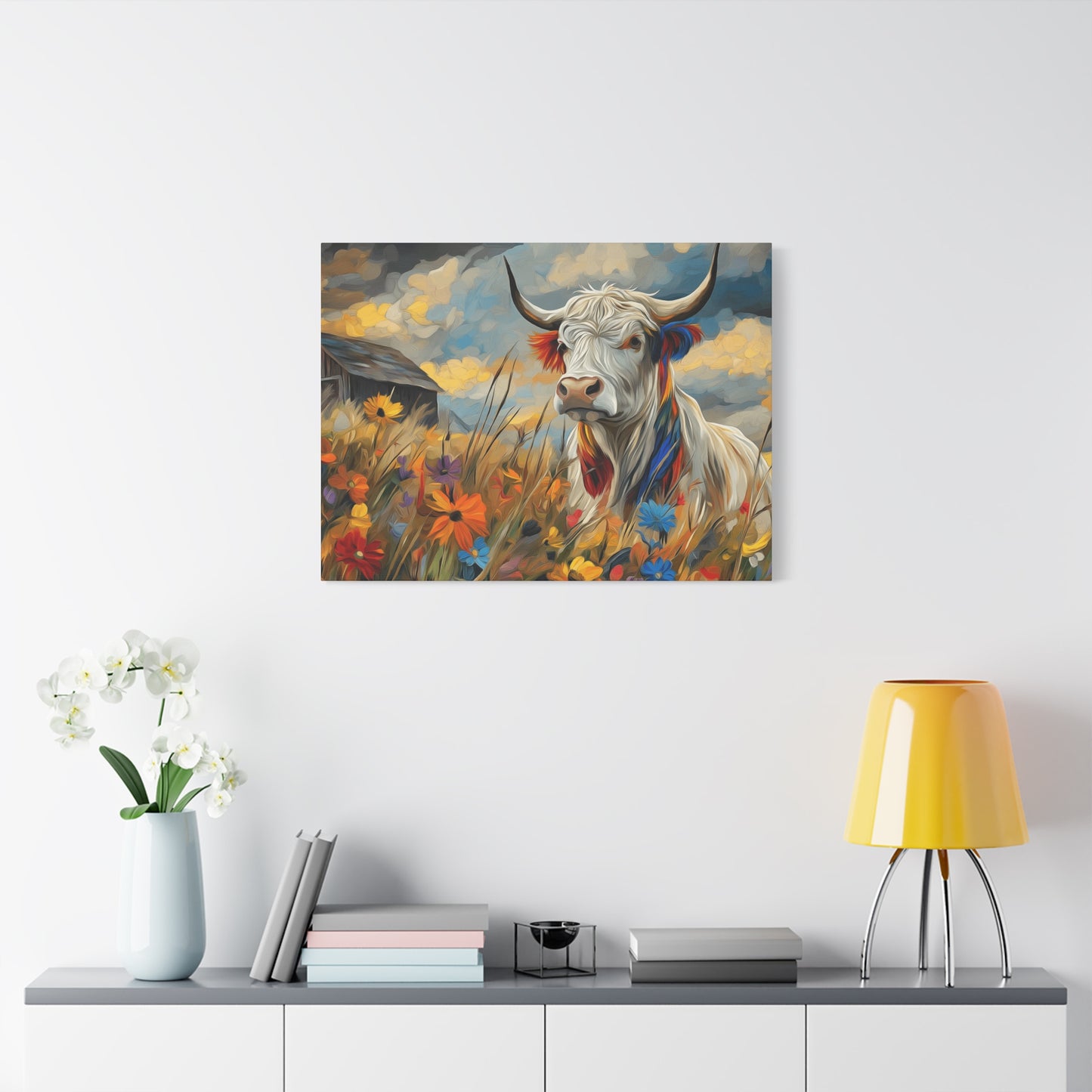Colorful Cow Canvas Wall Art - Farmhouse Decor