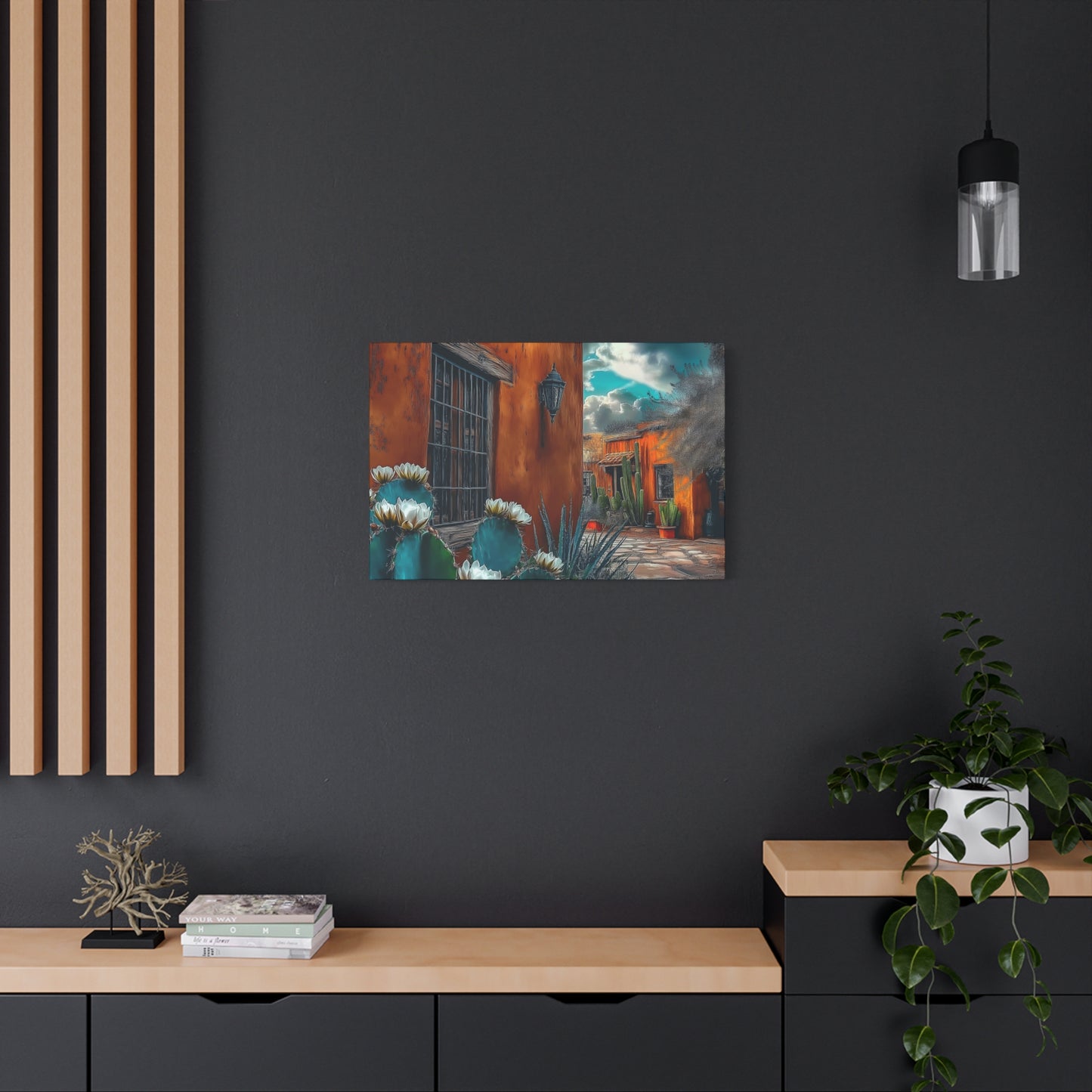 Canvas Print - NM Pueblo Casa with Cactus