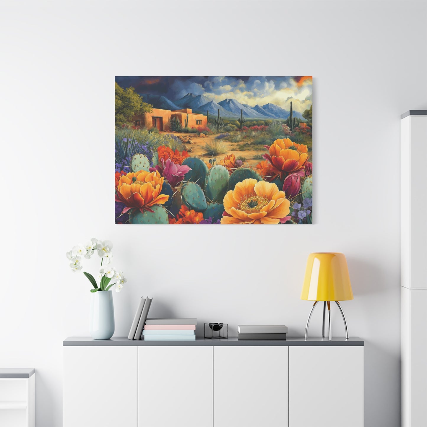 Desert Bloom Canvas Art - Vibrant Southwest Landscape