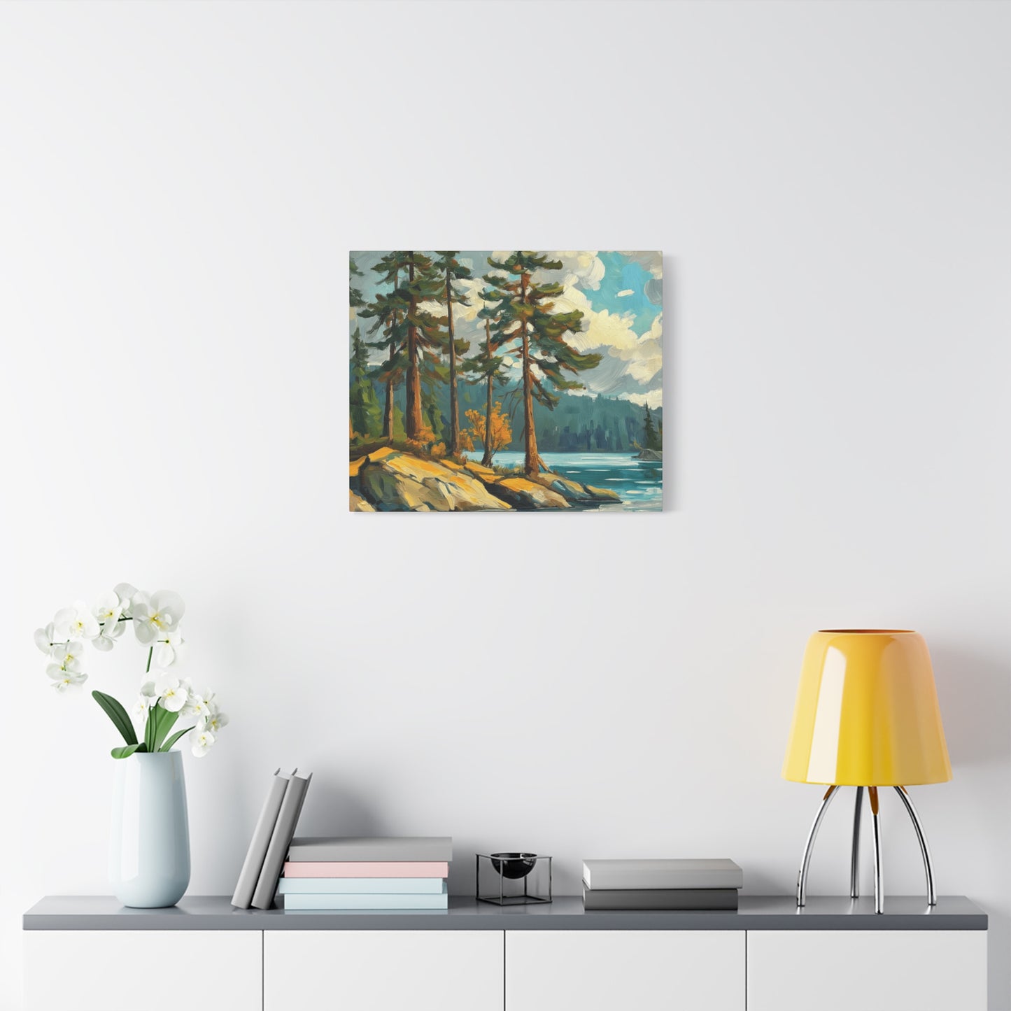 Pine Trees at High Mountain Lake