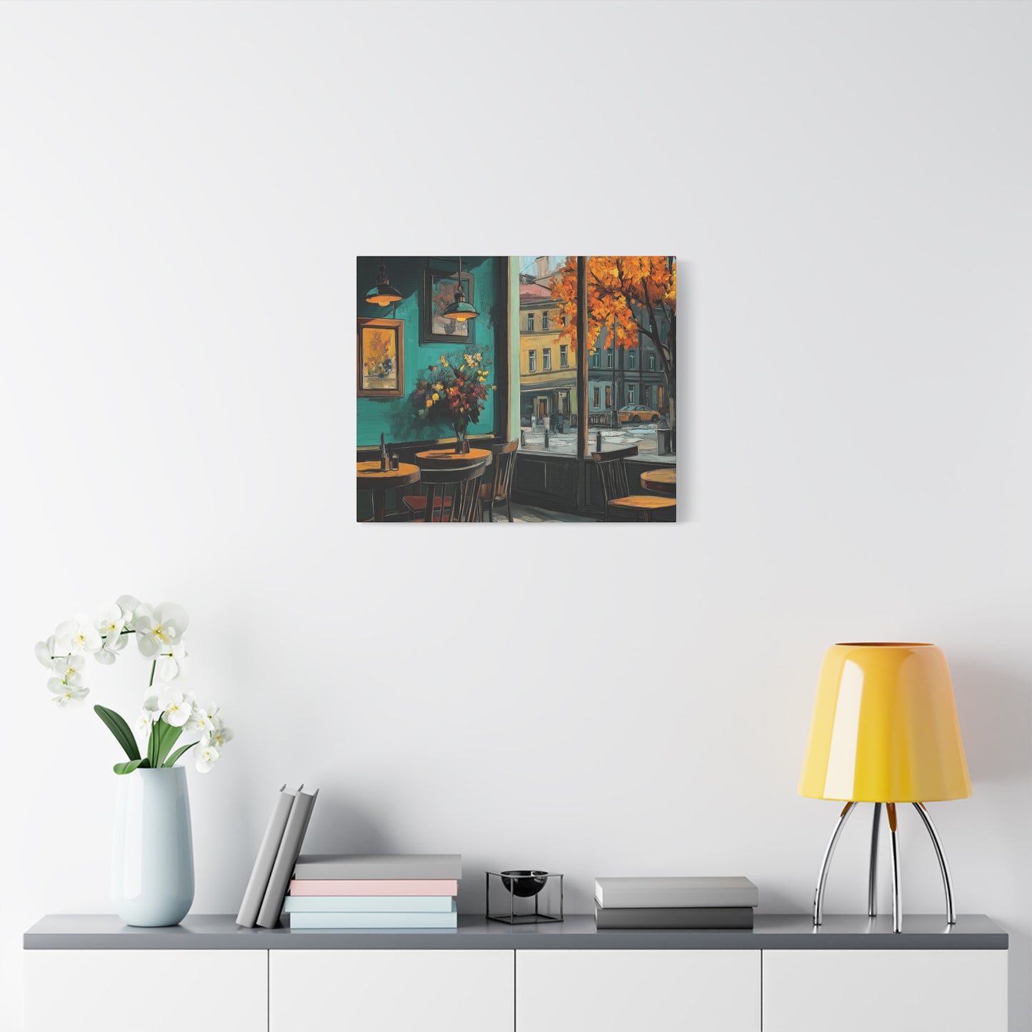 Autumn Café Wall Art Print - Stretched Matte Canvas (1.25")