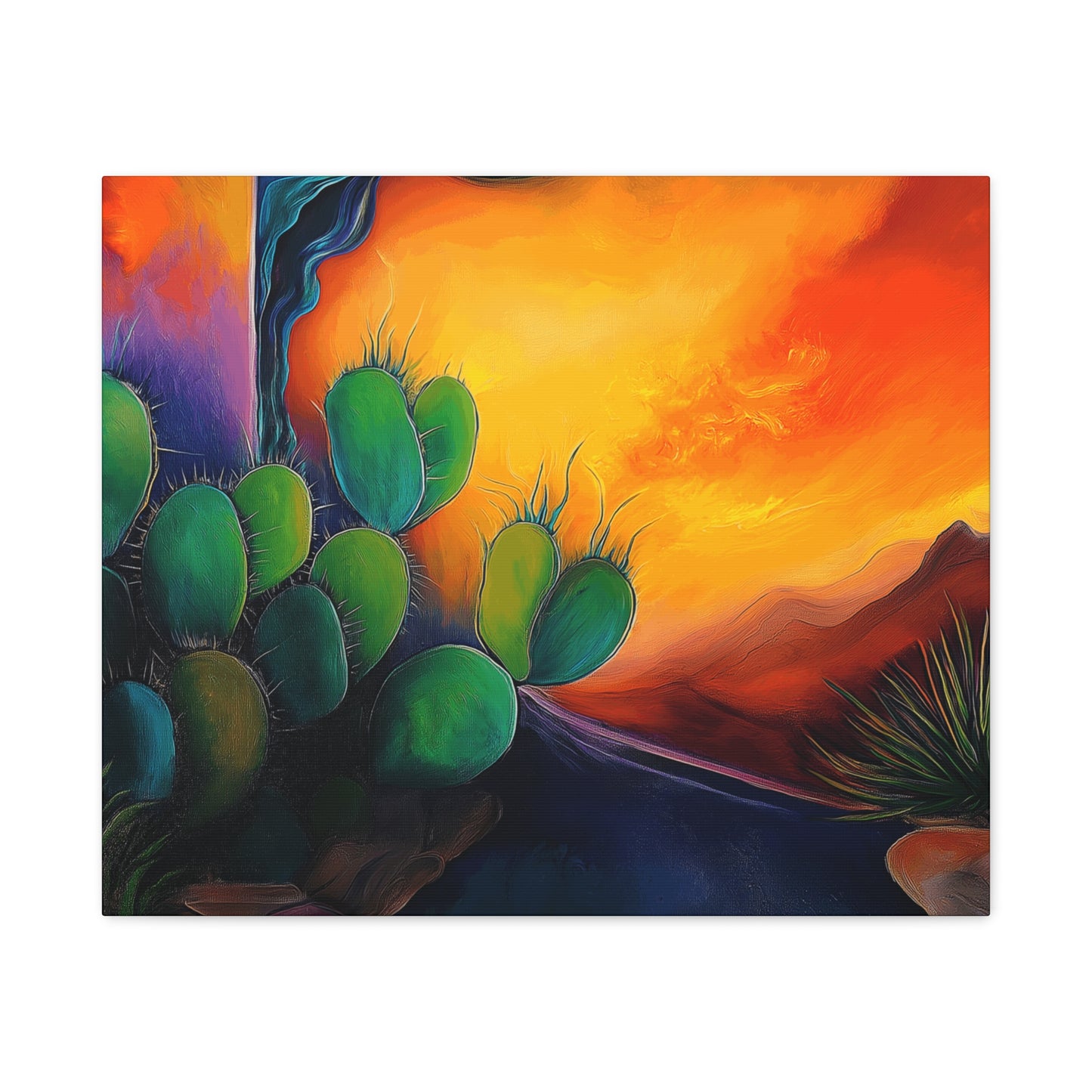 Vibrant Cactus Sunset Canvas Wall Art