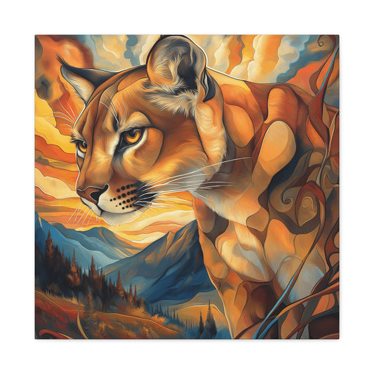 Vibrant Mountain Lion Canvas Print - Wall Art for Nature Lovers