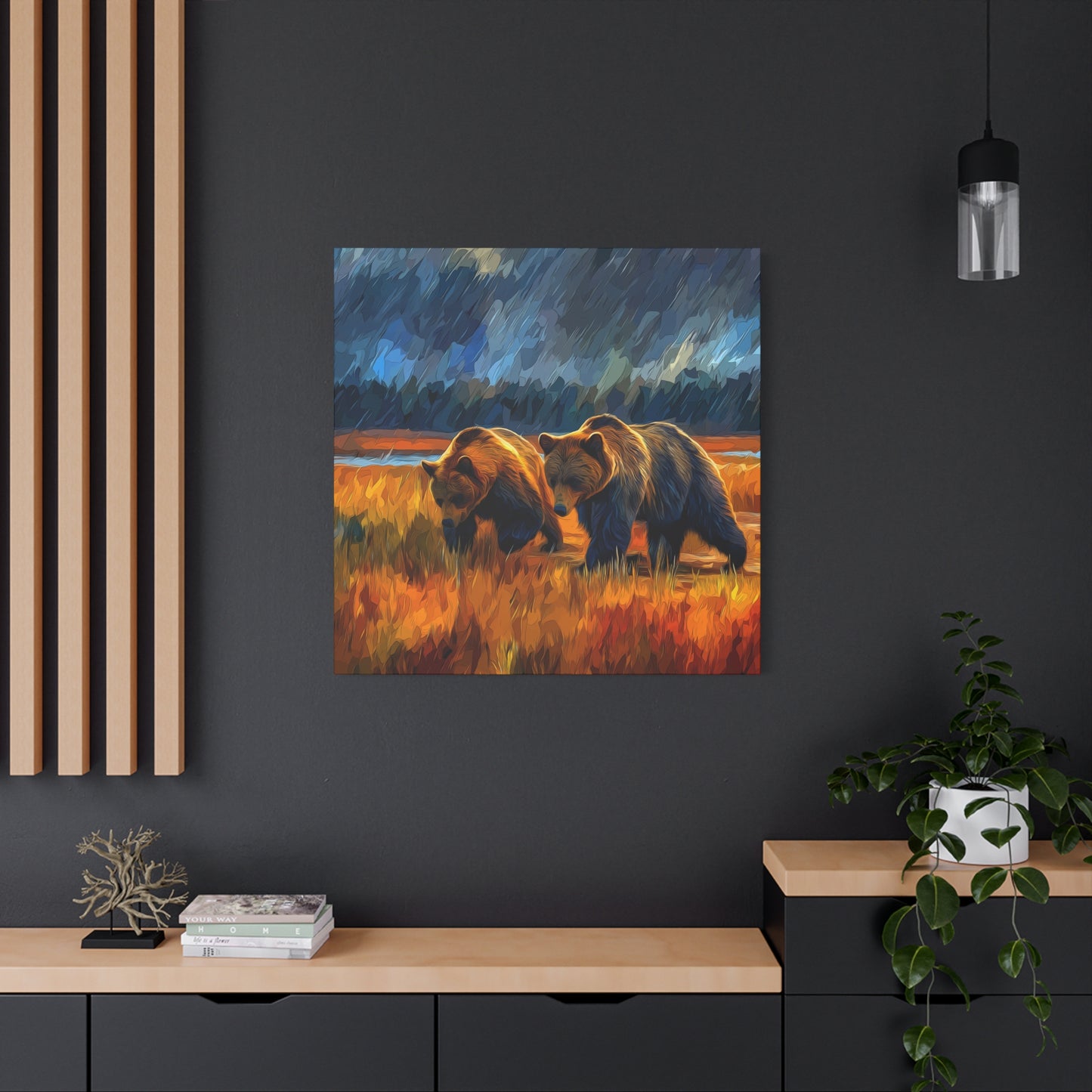 Canvas Print Travelin' Bears in Storm