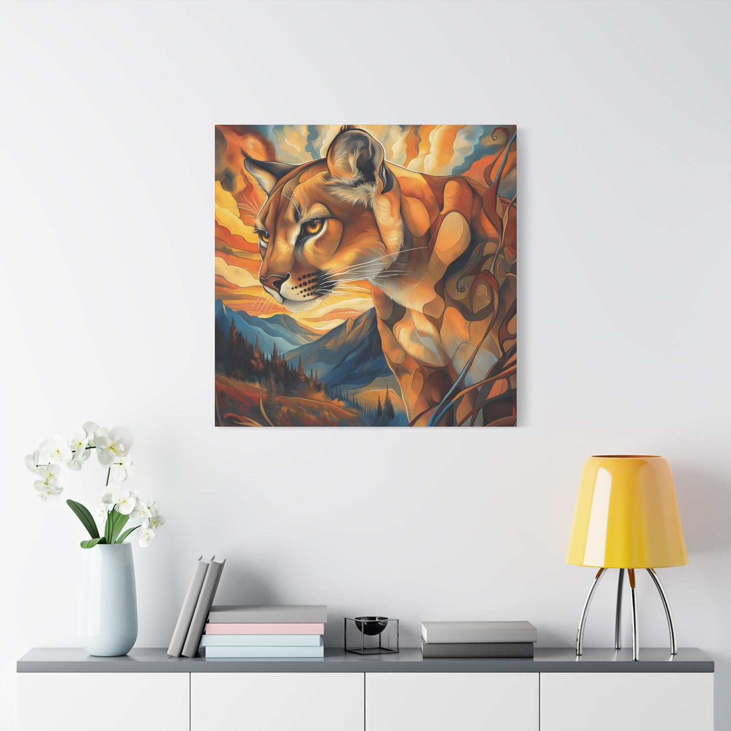 Vibrant Mountain Lion Canvas Print - Wall Art for Nature Lovers