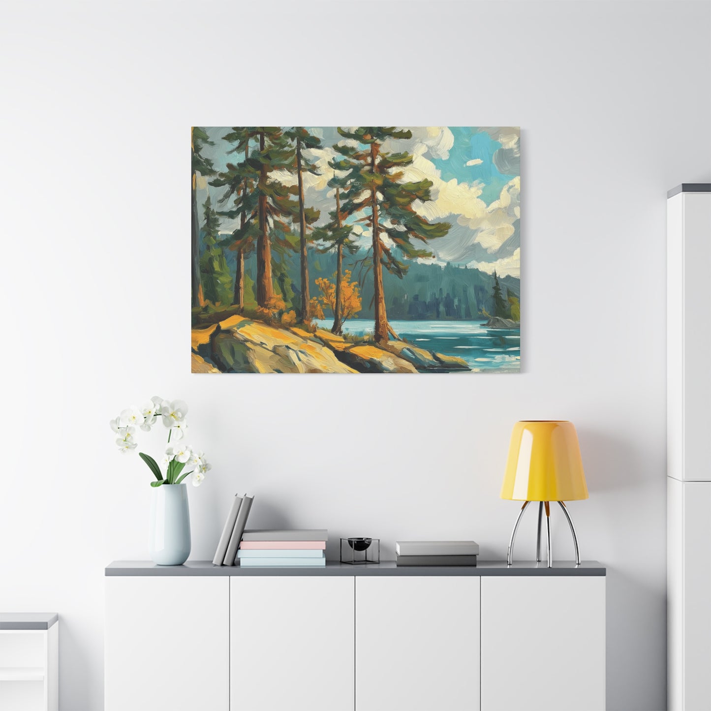 Pine Trees at High Mountain Lake
