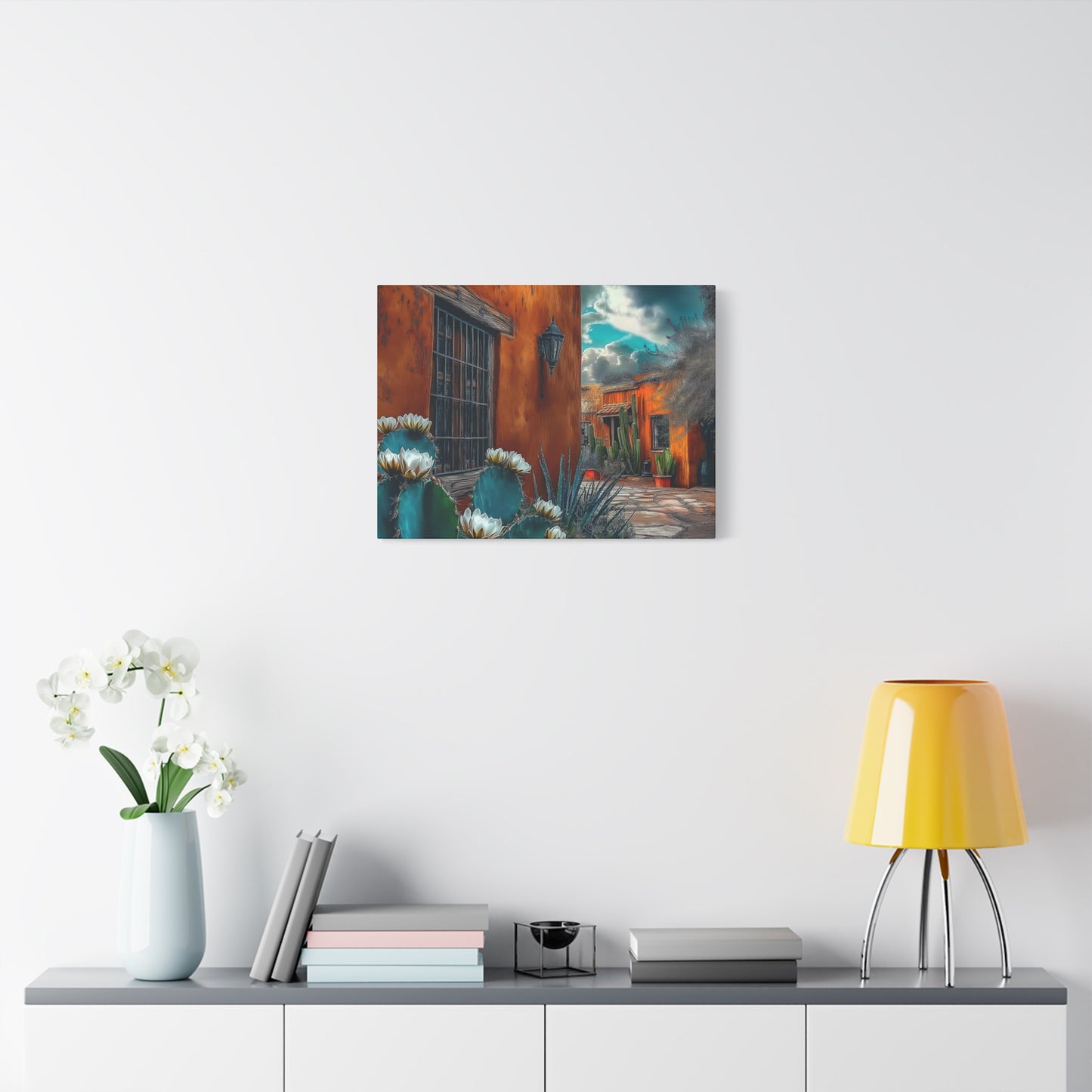 Canvas Print - NM Pueblo Casa with Cactus
