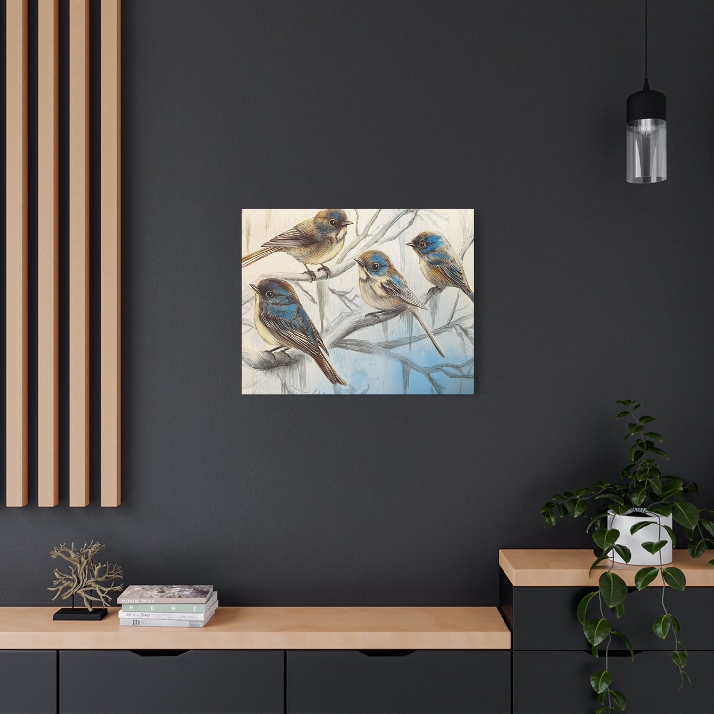 Canvas Wall Art - Bluebirds Gathering