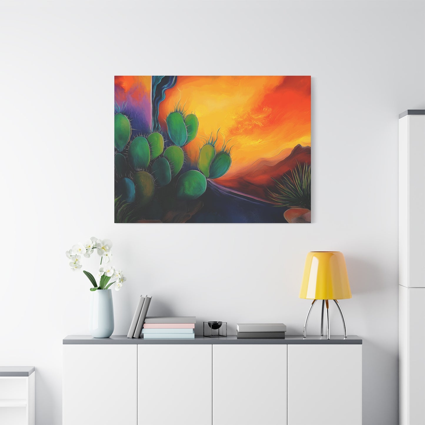 Vibrant Cactus Sunset Canvas Wall Art