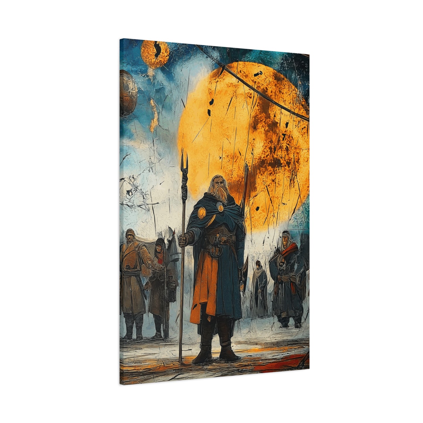 Epic Fantasy Wall Art - Stretched Matte Canvas, War Scene with Heroic Figure