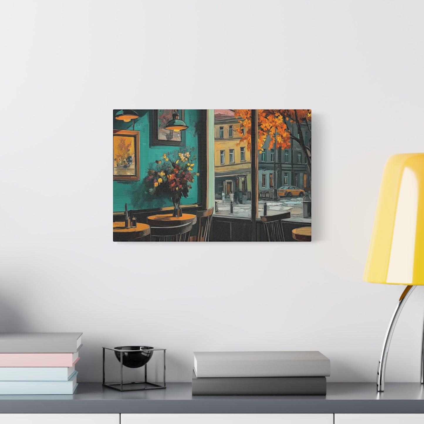 Autumn Café Wall Art Print - Stretched Matte Canvas (1.25")