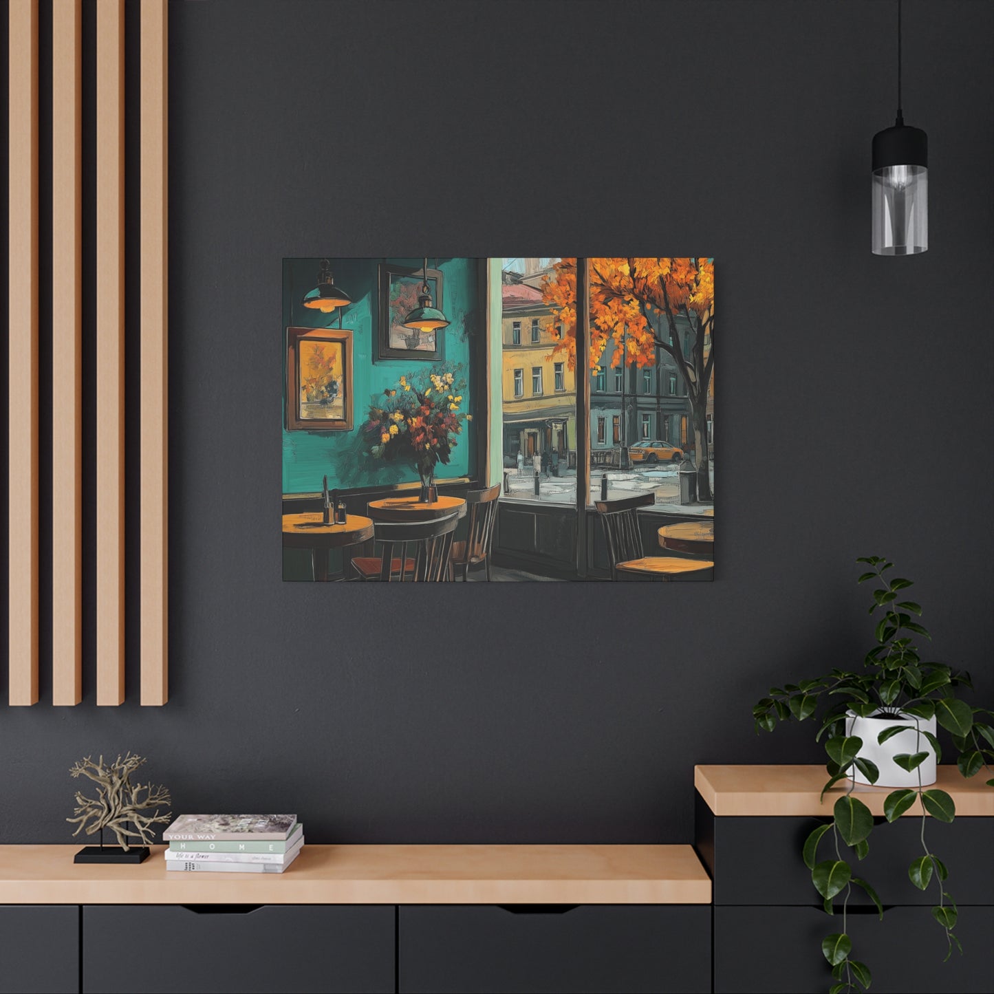 Autumn Café Wall Art Print - Stretched Matte Canvas (1.25")