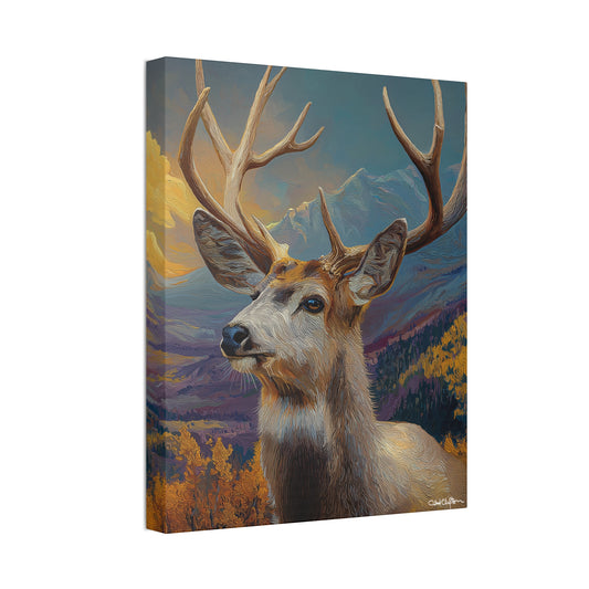 Stretched Canvas - Majestic Mule Deer Mountain Wall Art
