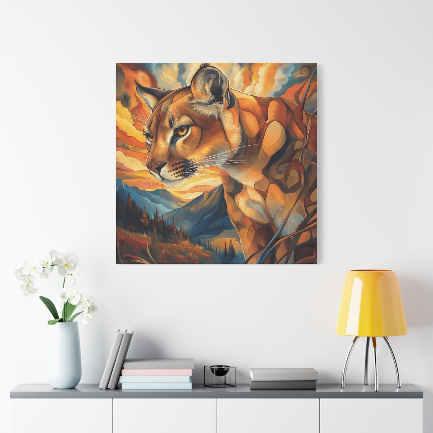 Vibrant Mountain Lion Canvas Print - Wall Art for Nature Lovers