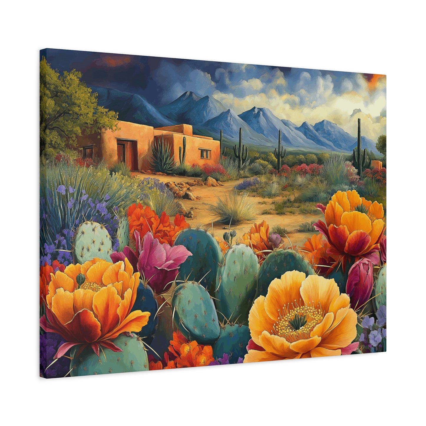 Desert Bloom Canvas Art - Vibrant Southwest Landscape