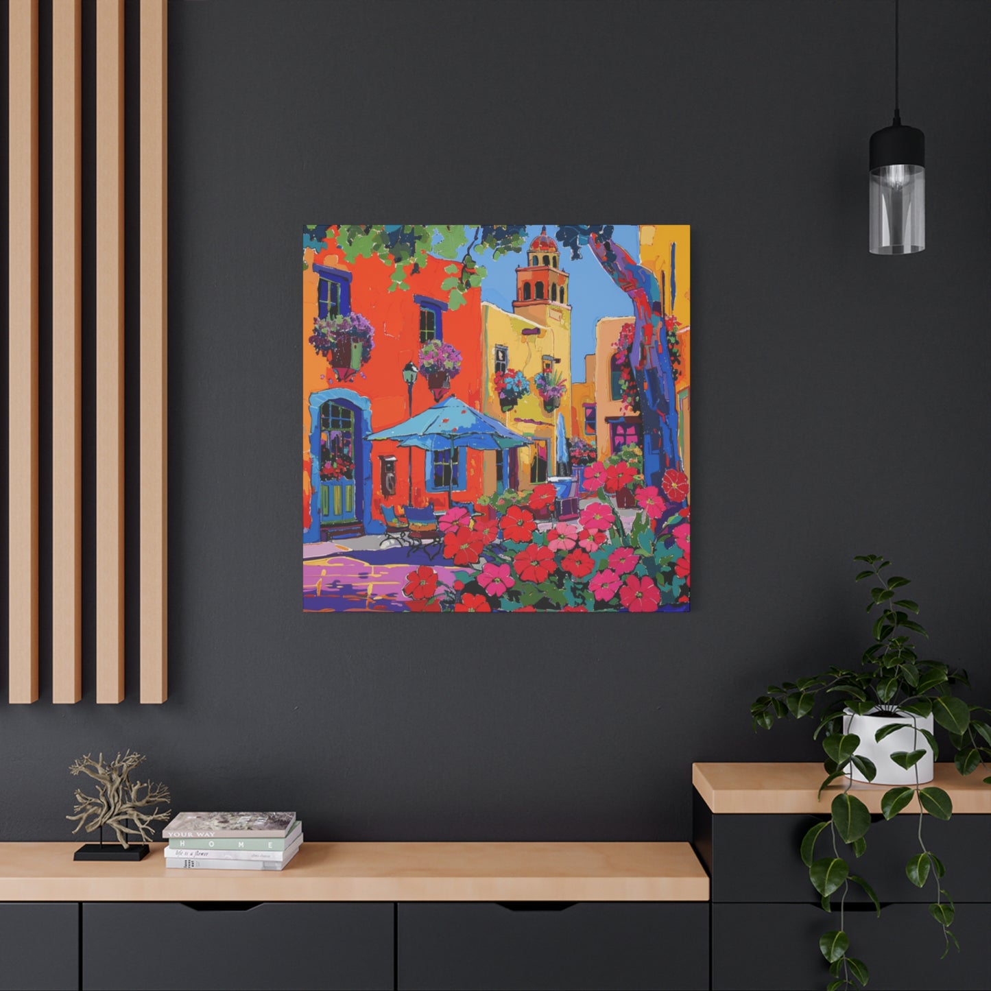 Canvas Print Santa Fe Festive Street Scene