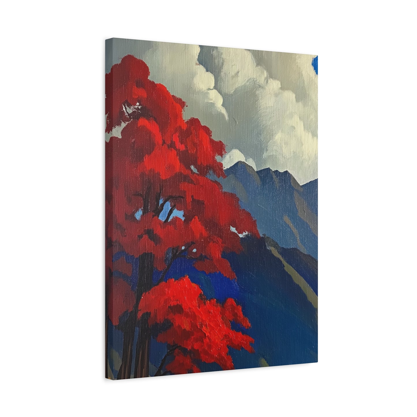 Canvas Print Red Leaves Blue Mountain Wall Art