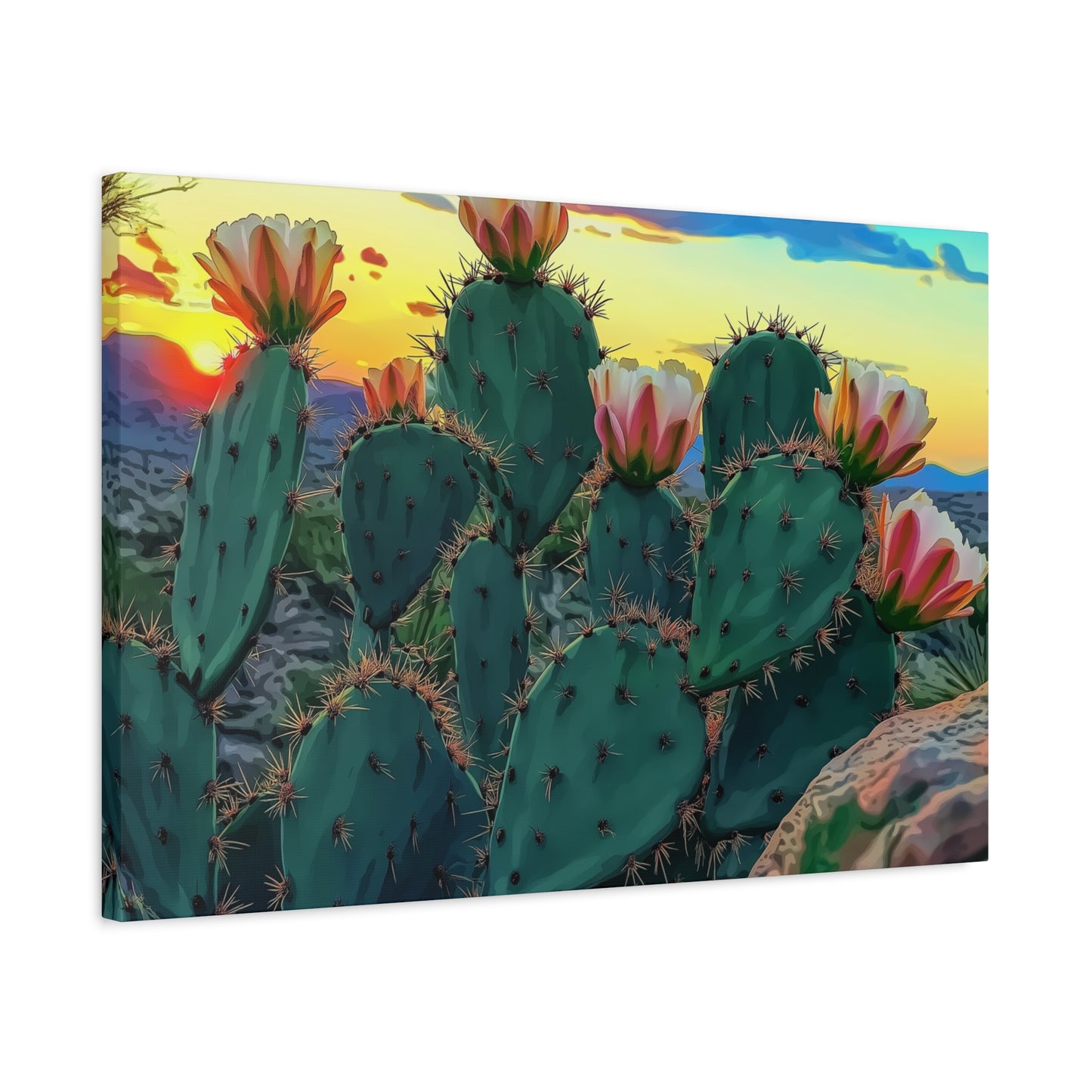 Canvas Print - Prickly Pear Blooming Vista 1 - Matte, Stretched