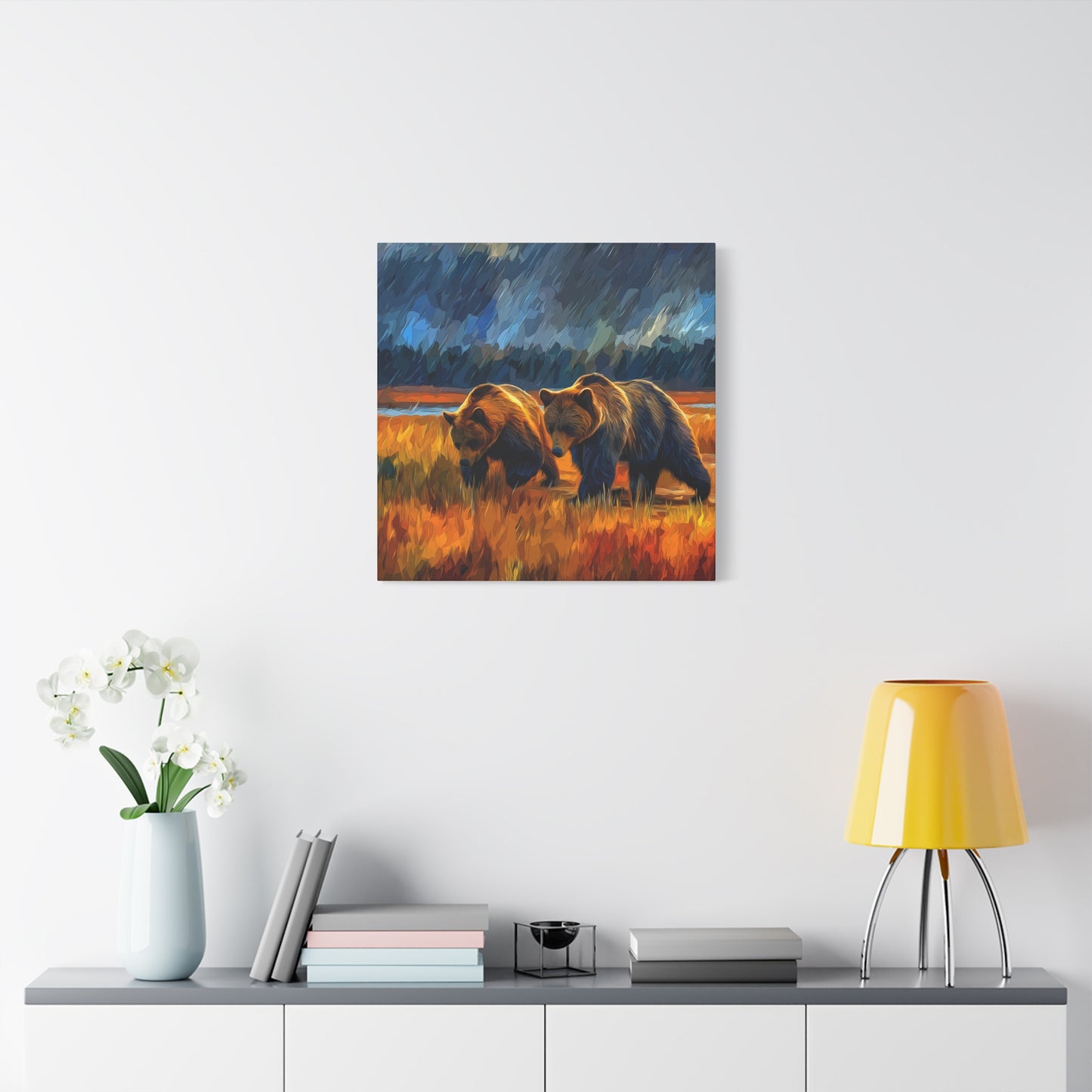 Canvas Print Travelin' Bears in Storm