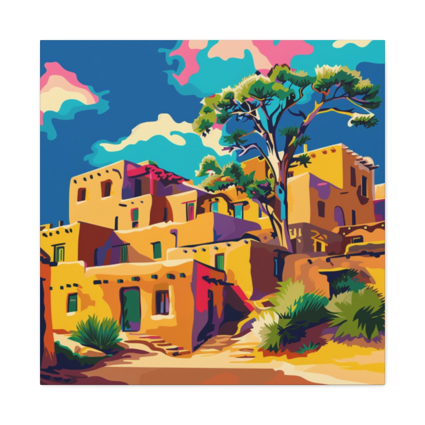 Canvas Art Print - NM Pueblo New Village 2