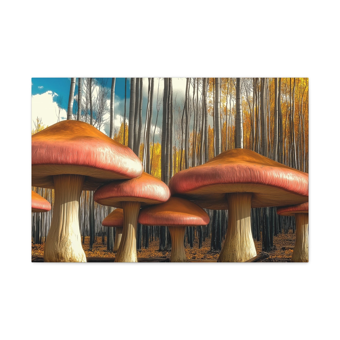 Mushrooms in Aspen Forest Canvas Art Print