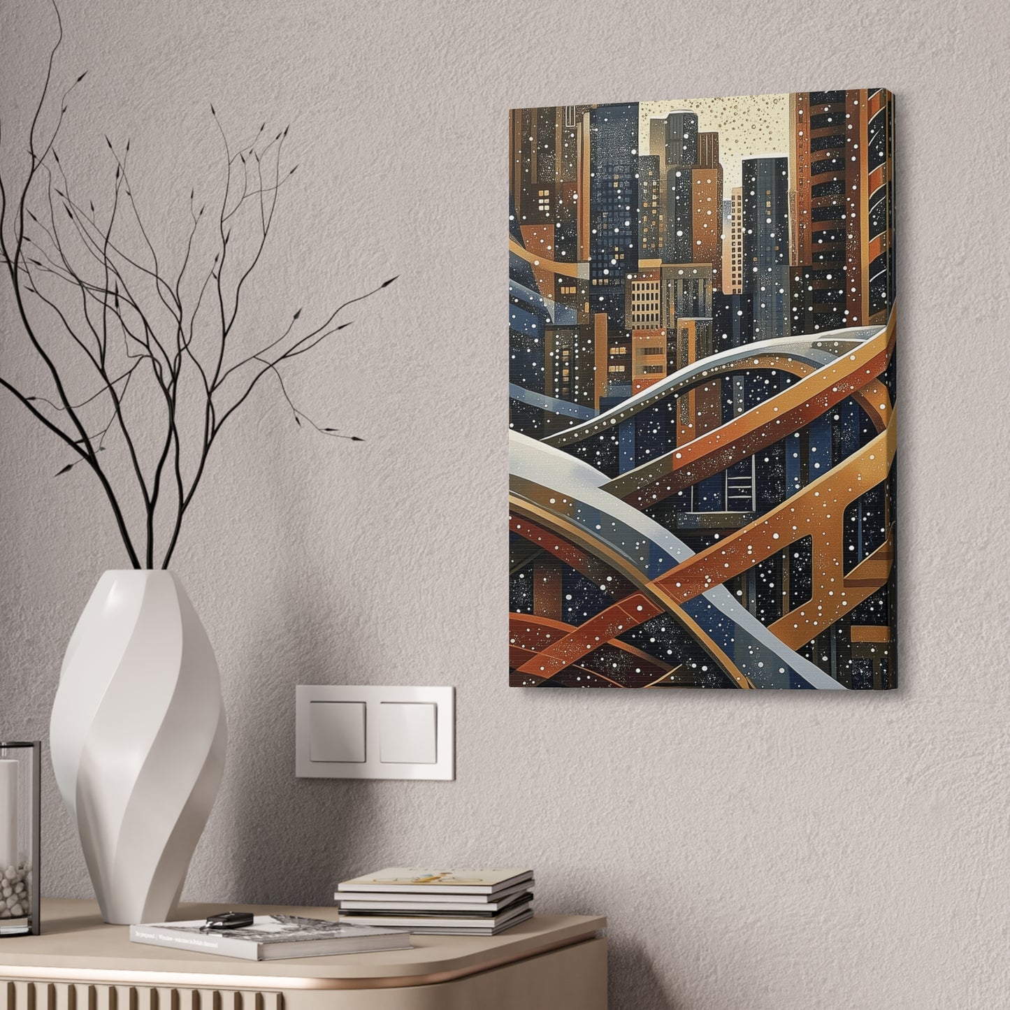 Urban Snowfall Canvas Art - Stretched Wall Decor 1.5 in. depth