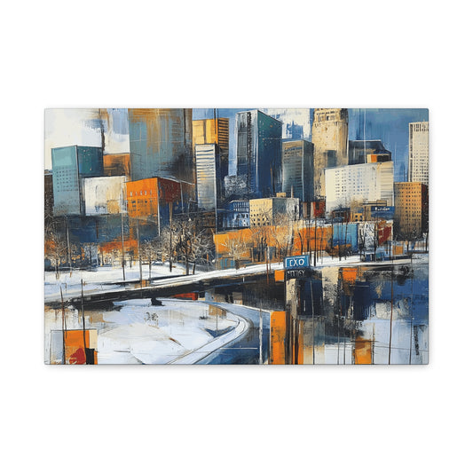 Urban Landscape Matte Canvas Wall Art - Modern Cityscape Decor