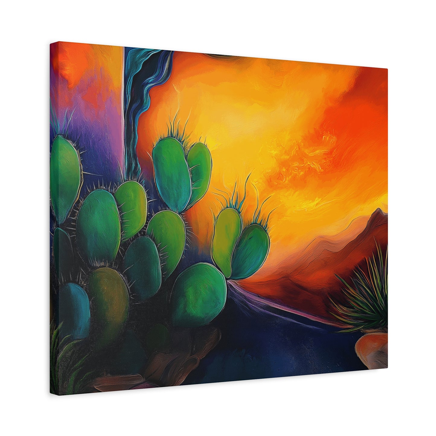 Vibrant Cactus Sunset Canvas Wall Art